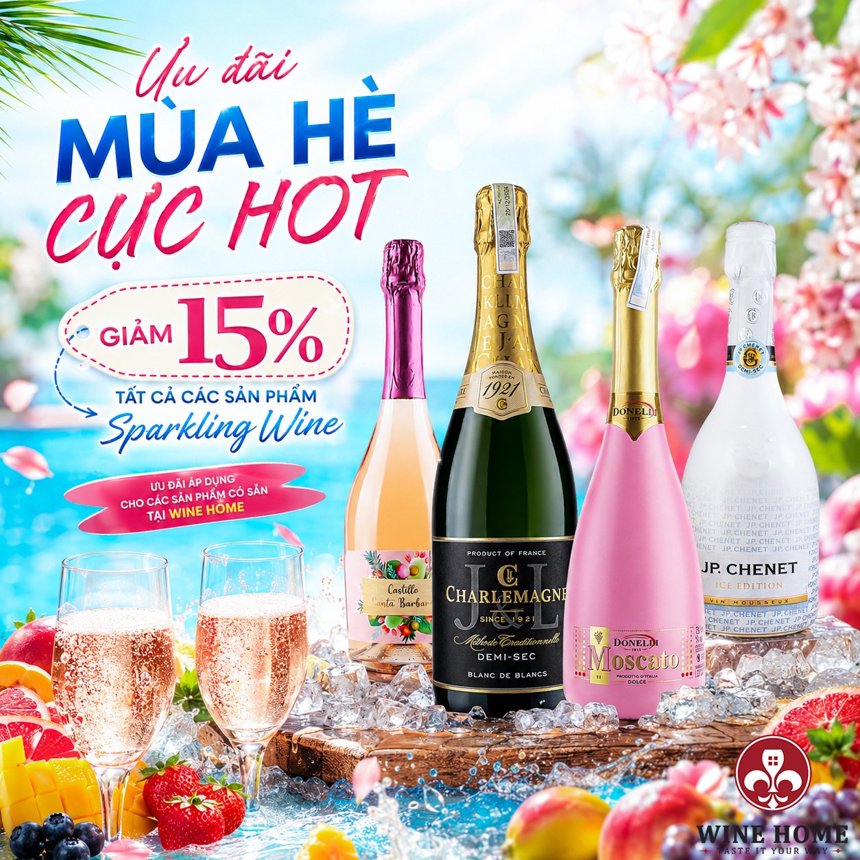 Ưu Đãi Mùa Hè Cực Hot – Giảm 15% Tất Cả Sparkling Wine Tại WineHome