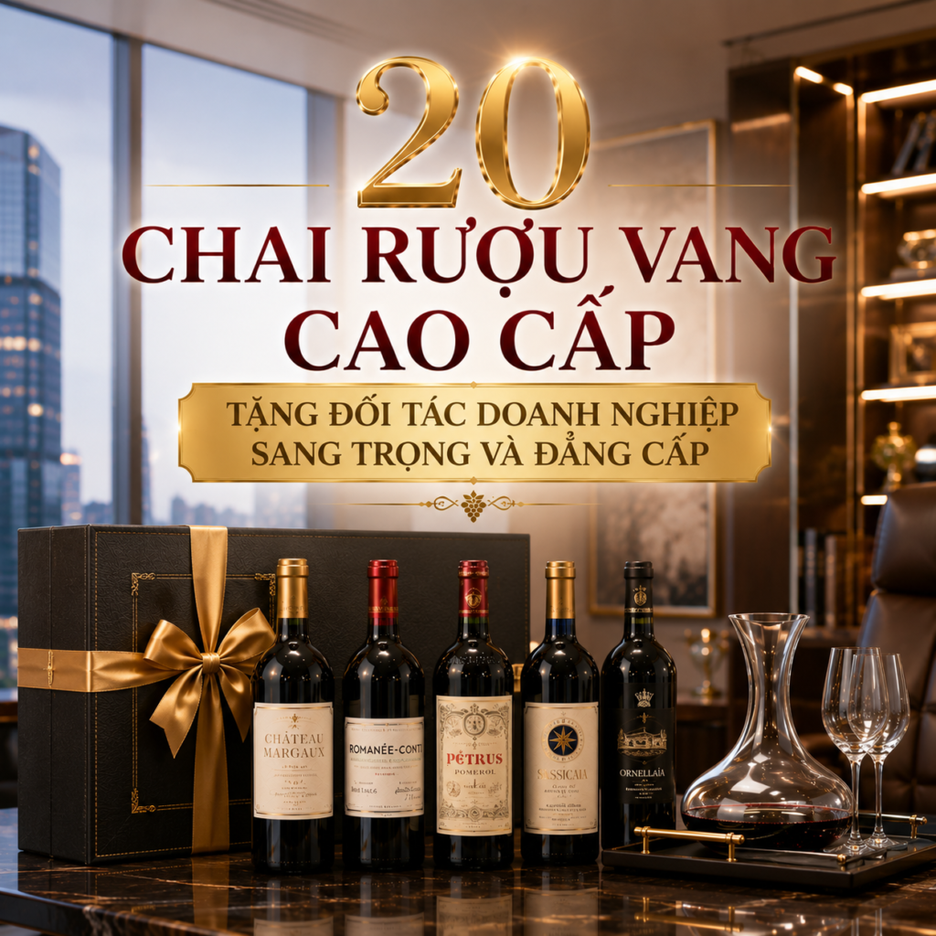 20 Chai Rượu Vang Cao Cấp Tặng Đối Tác Doanh Nghiệp Đẳng Cấp Nhất