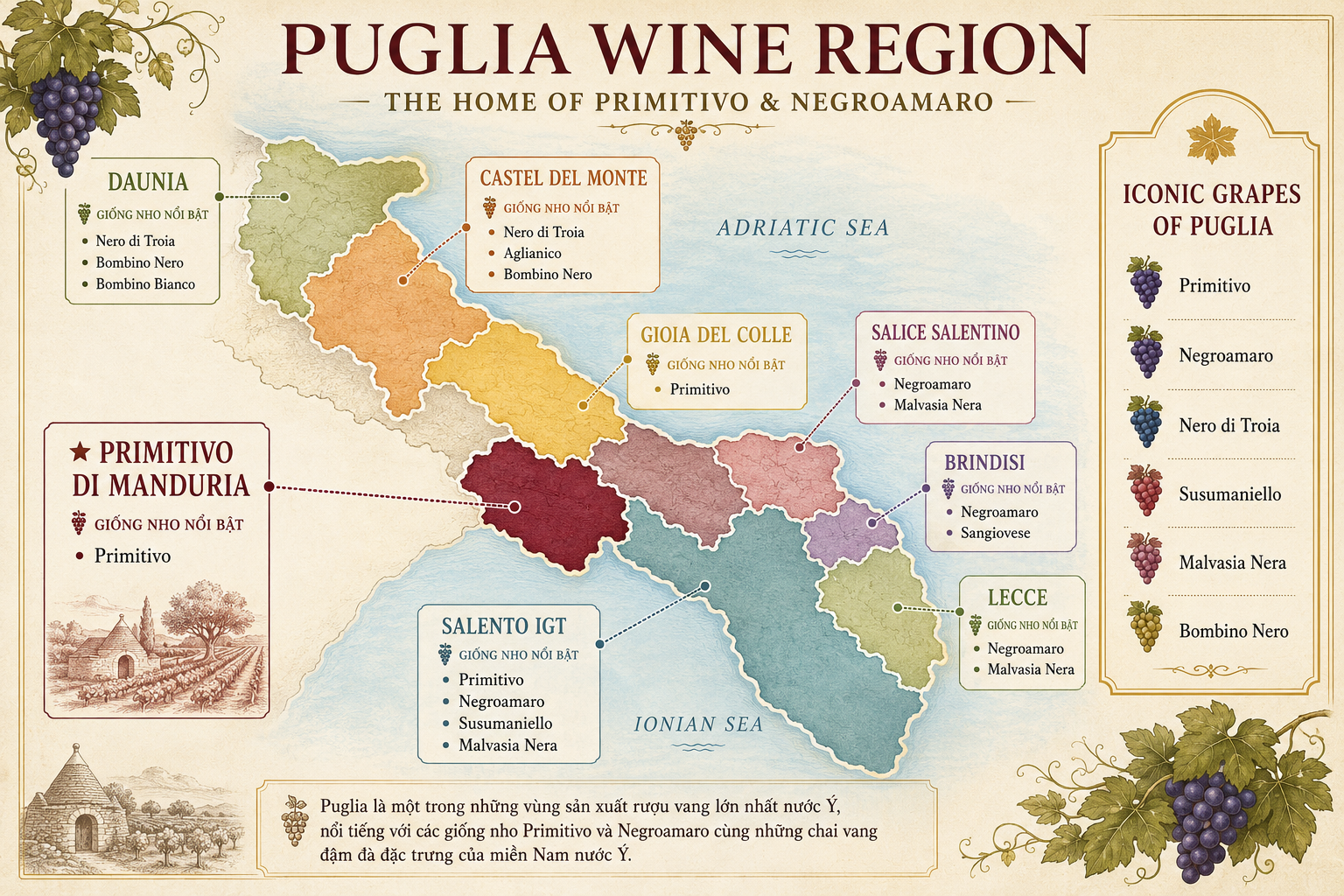 Bản đồ vùng rượu vang Puglia