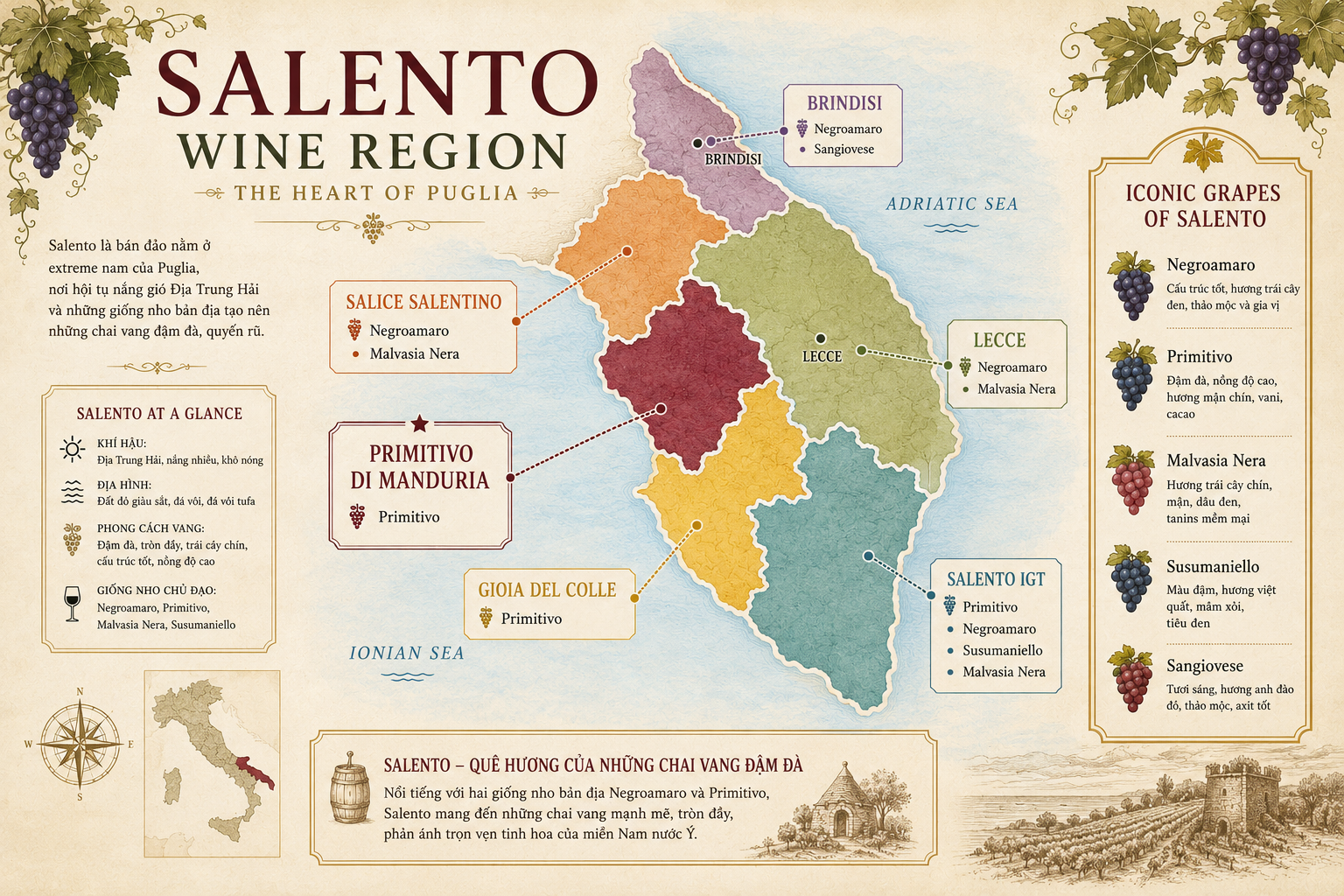 Bản đồ rượu vang Salento