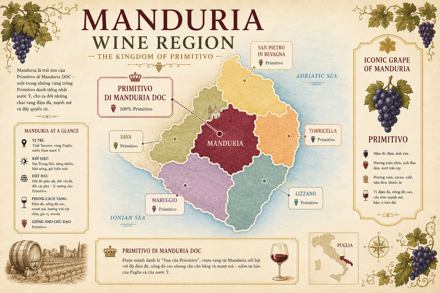 Bản đồ rượu vang Manduria