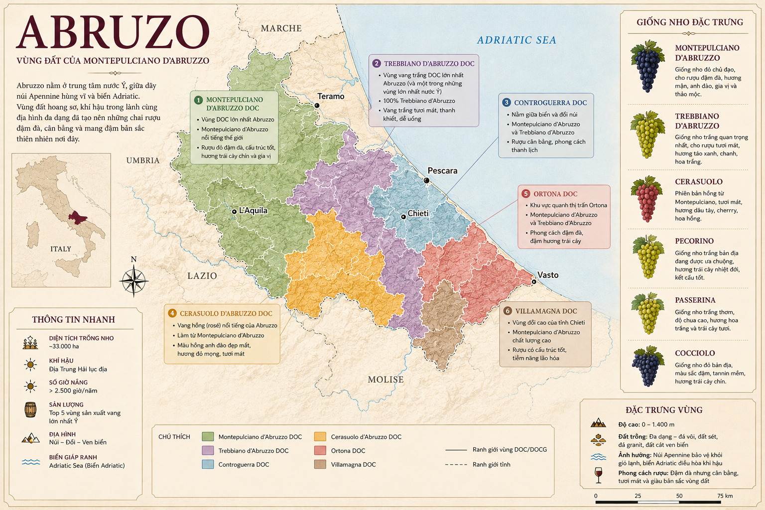 Bản đồ rượu vang Abruzzo