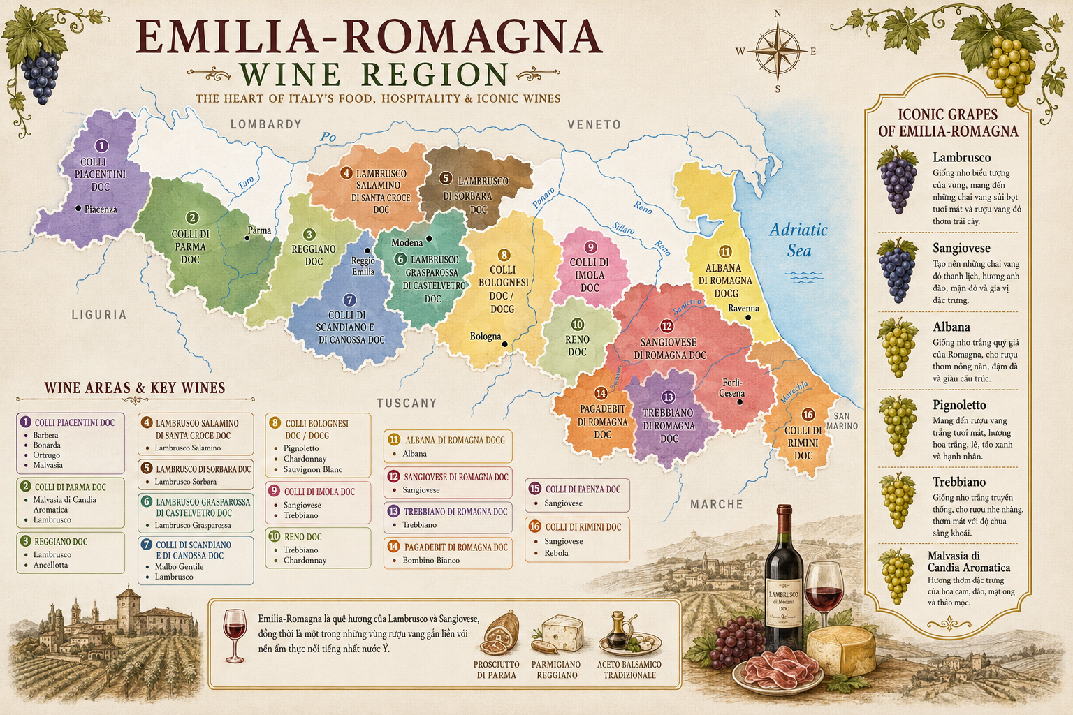 Bản đồ rượu vang Emilia-Romagna