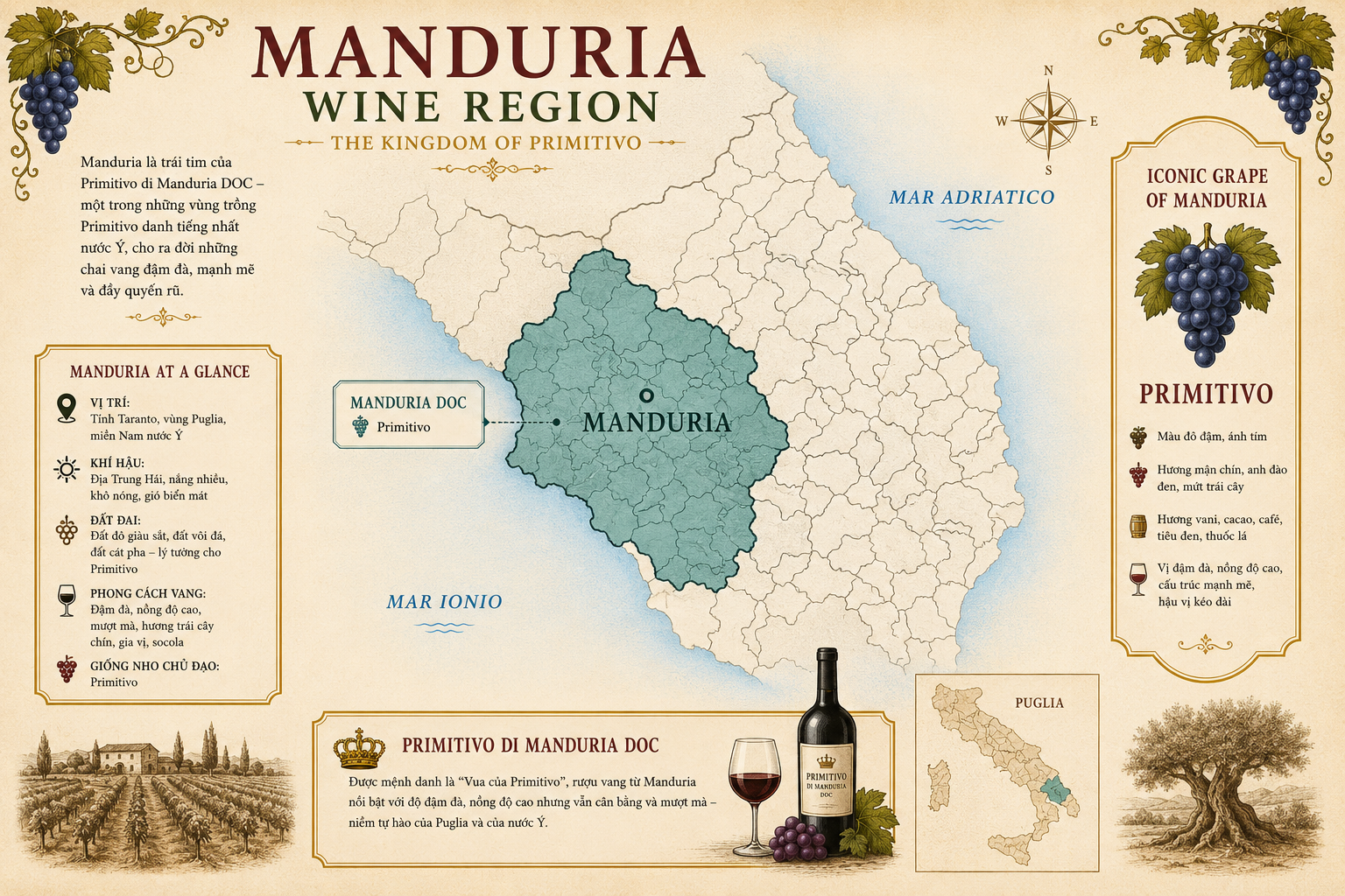 Bản đồ rượu vang Manduria