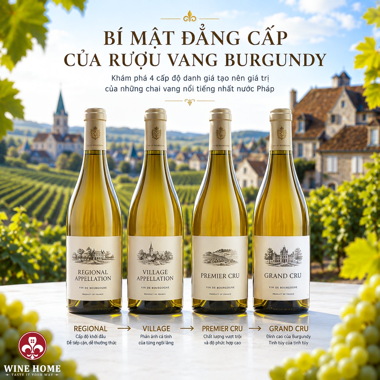 CẤP ĐỘ RƯỢU VANG BURGUNDY – BÍ MẬT ĐẲNG CẤP CỦA NHỮNG CHAI VANG HUYỀN THOẠI