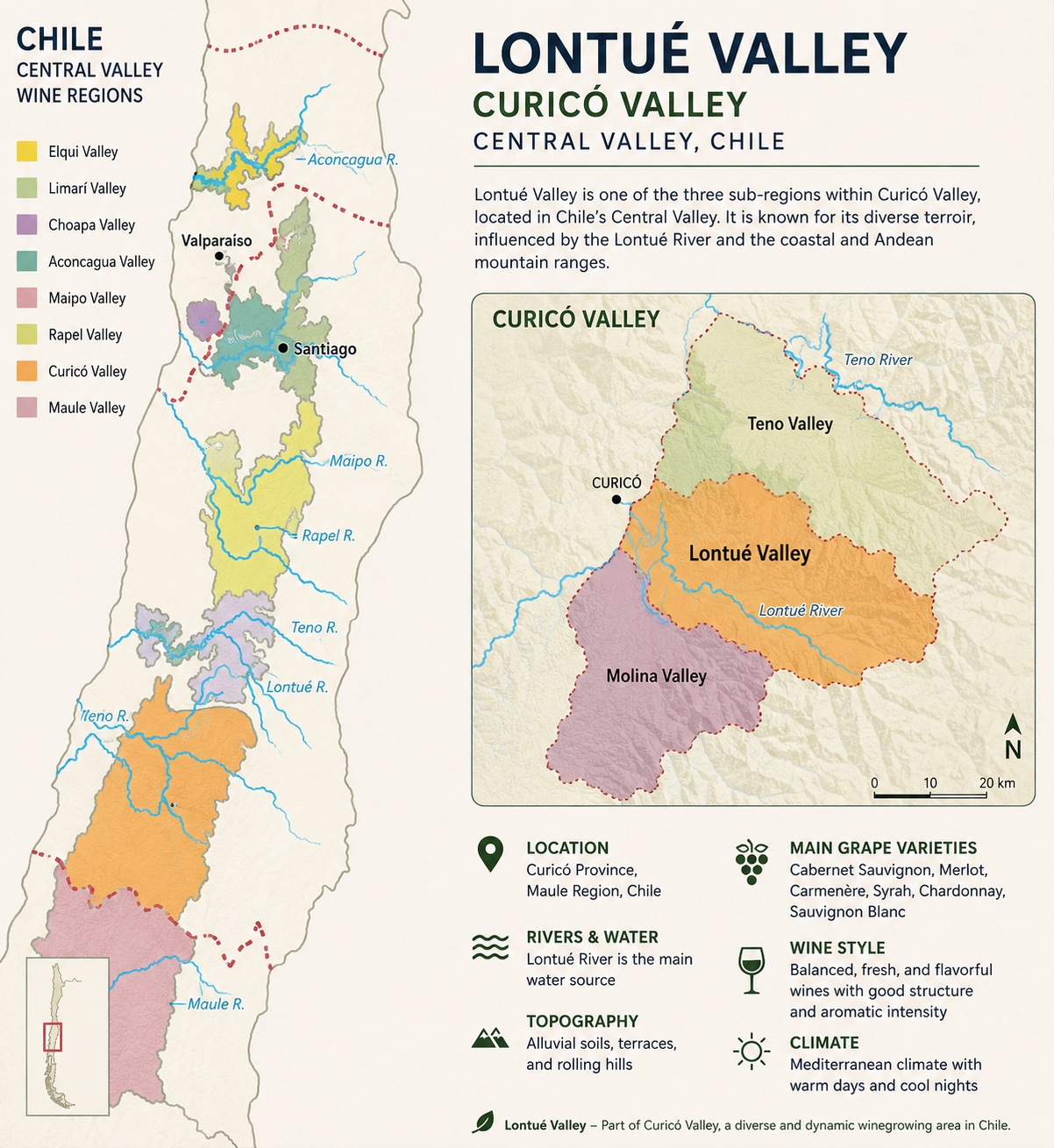 Bản Đồ Rượu Vang Lontué Valley