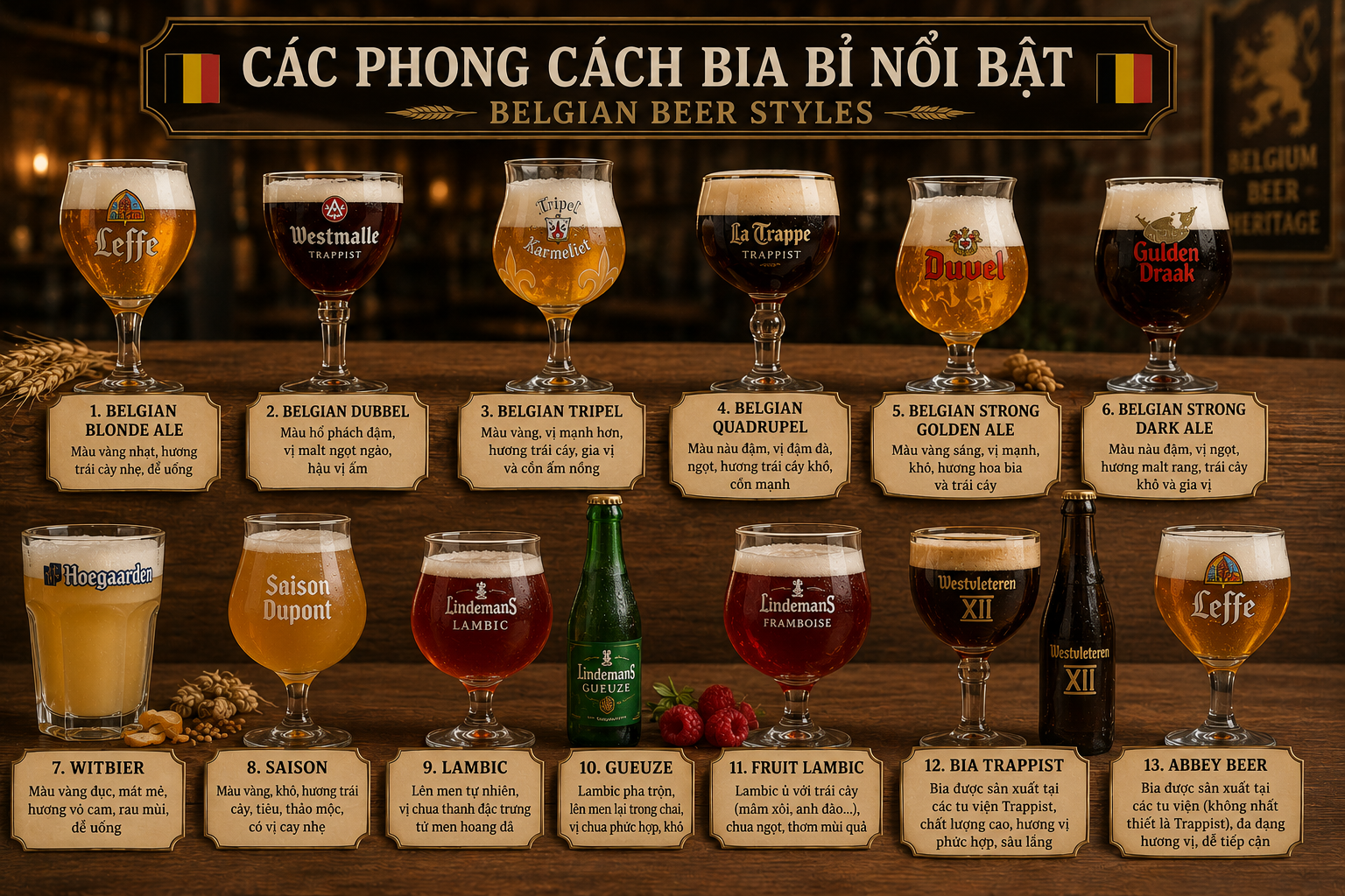 Các phong cách bia Bỉ nổi bật