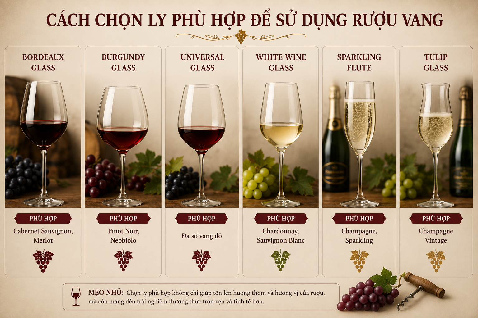 Cách chọn ly rượu vang