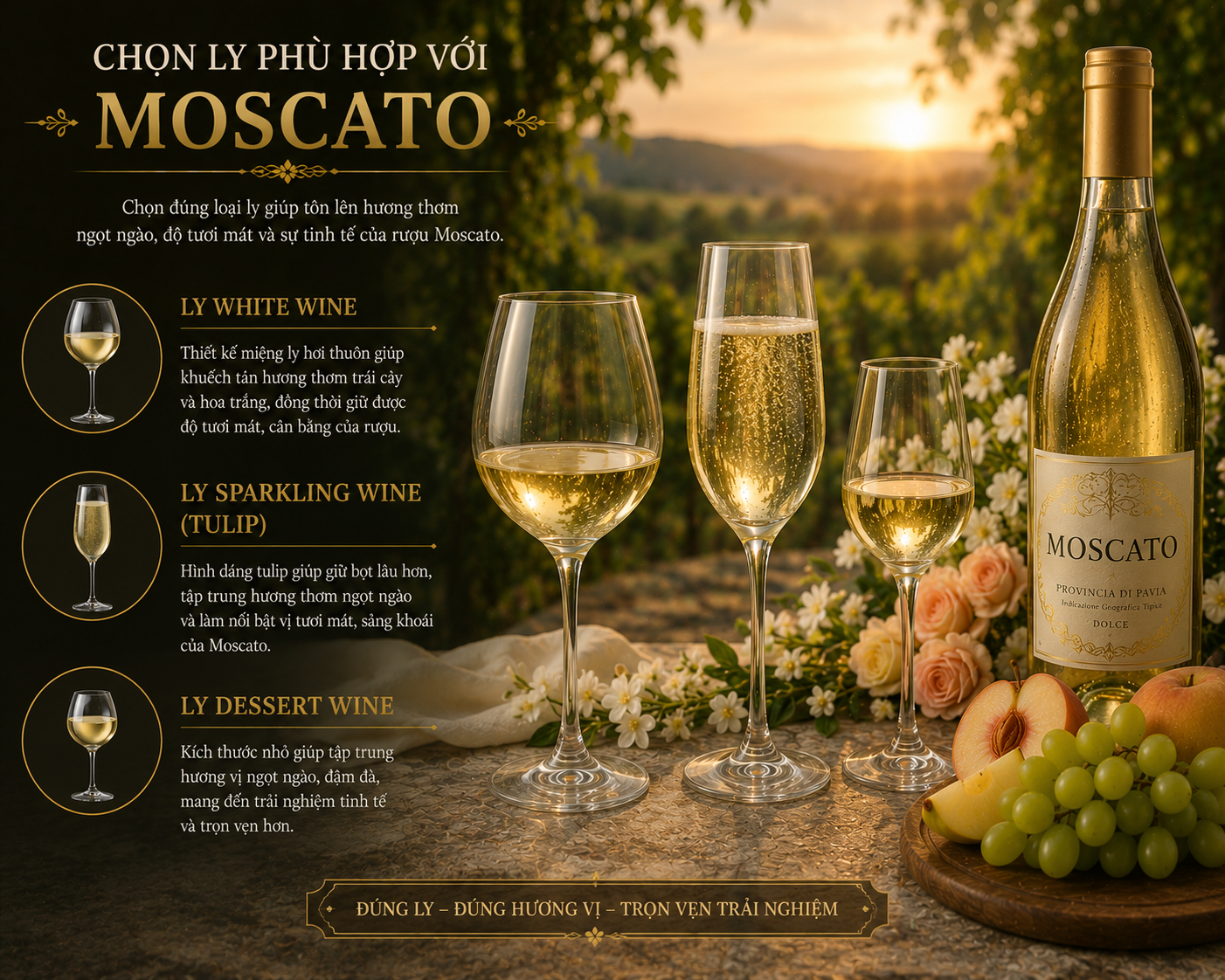 Chọn ly phù hợp với Moscato