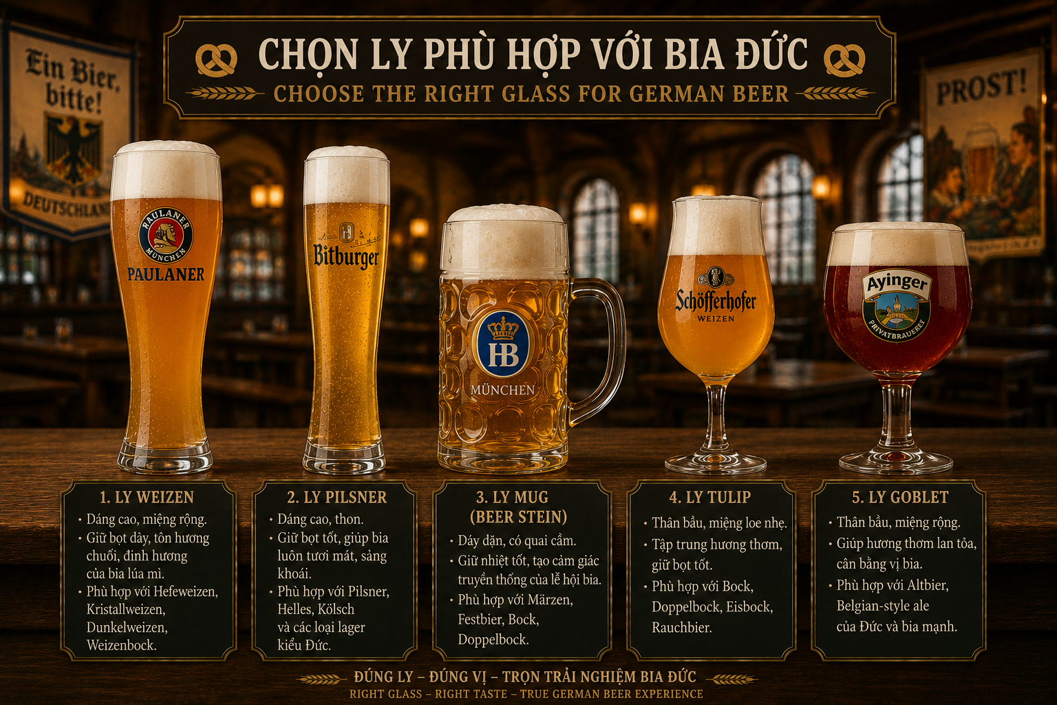 Chọn ly phù hợp với bia Đức