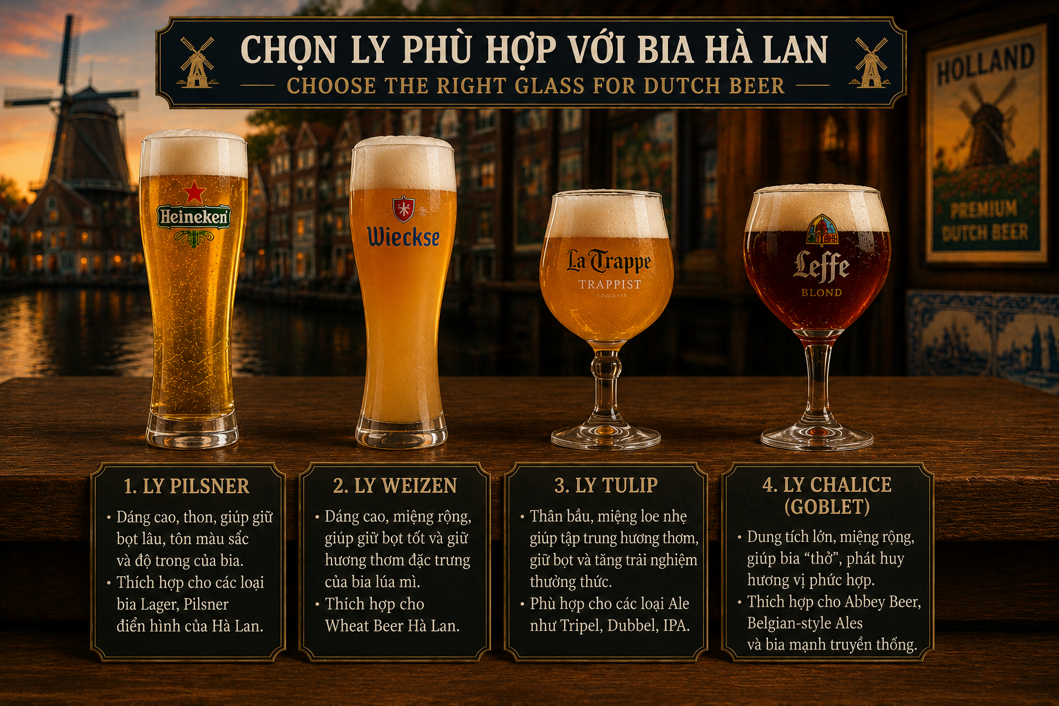 Chọn ly phù hợp với bia Hà Lan