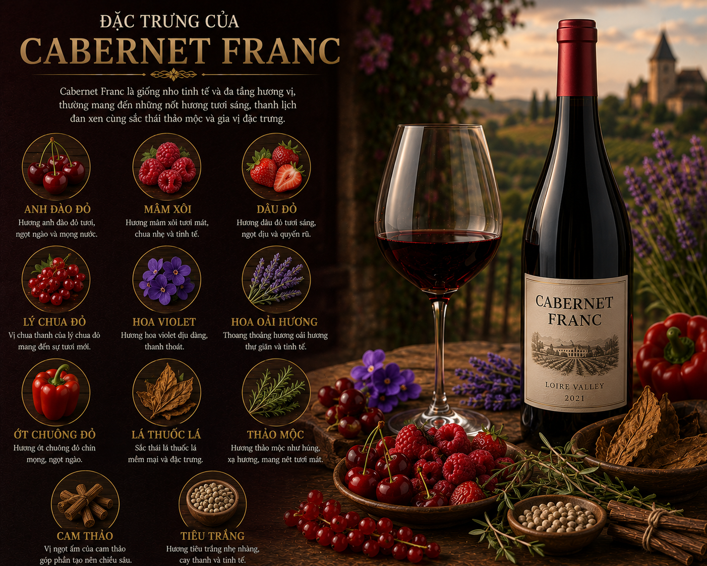 Đặc trưng của rượu vang Cabernet Franc