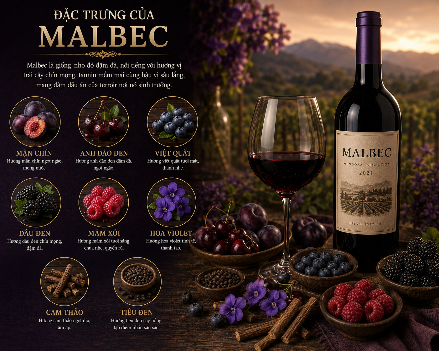 Đặc trưng của rượu vang Malbec