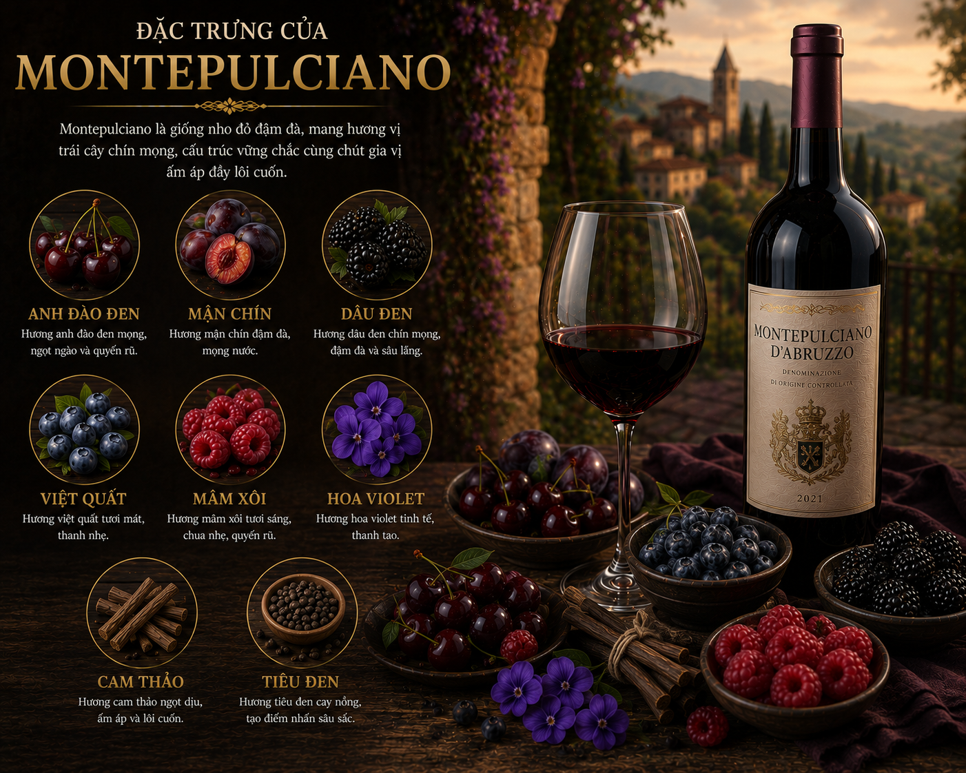 Đặc trưng của rượu vang Montepulciano