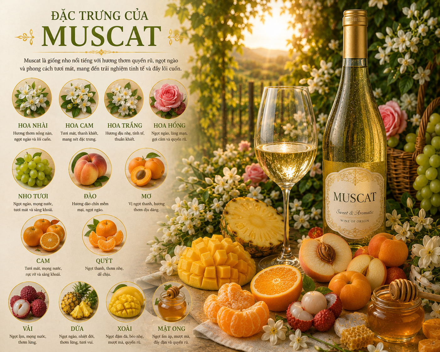 Đặc trưng của rượu vang Muscat