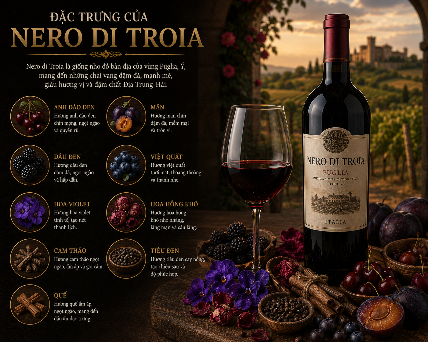 Đặc trưng của rượu vang Nero di Troia