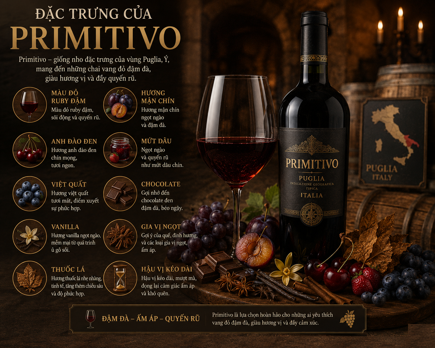 Đặc trưng của rượu vang Primitivo