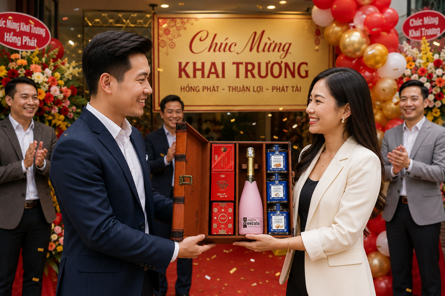 Hộp quà rượu vang sử dụng làm quà tặng cho dịp khai trương
