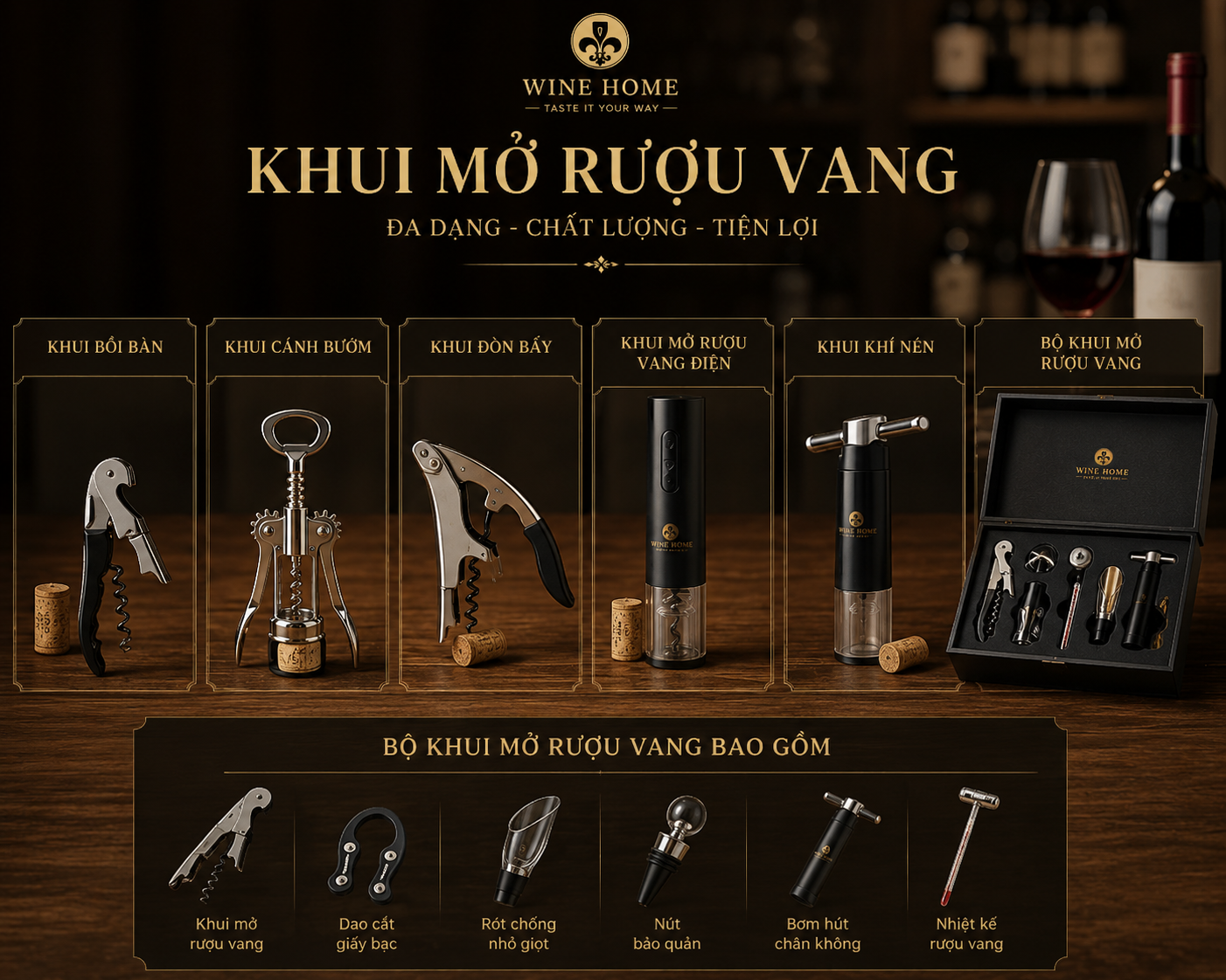 Khui mở rượu vang – Phụ kiện không thể thiếu của người yêu rượu vang