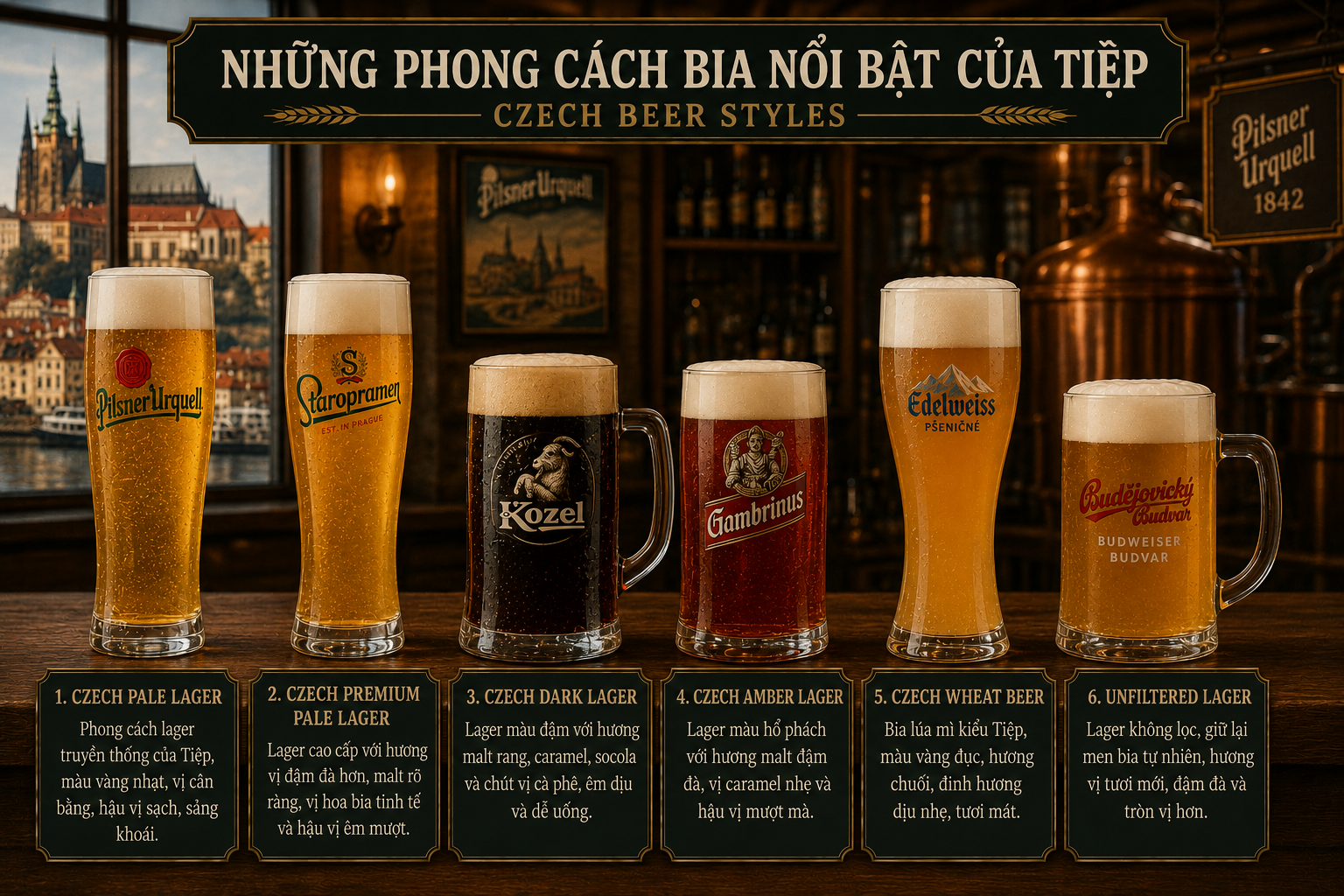 Những phong cách bia nổi bật của Tiệp