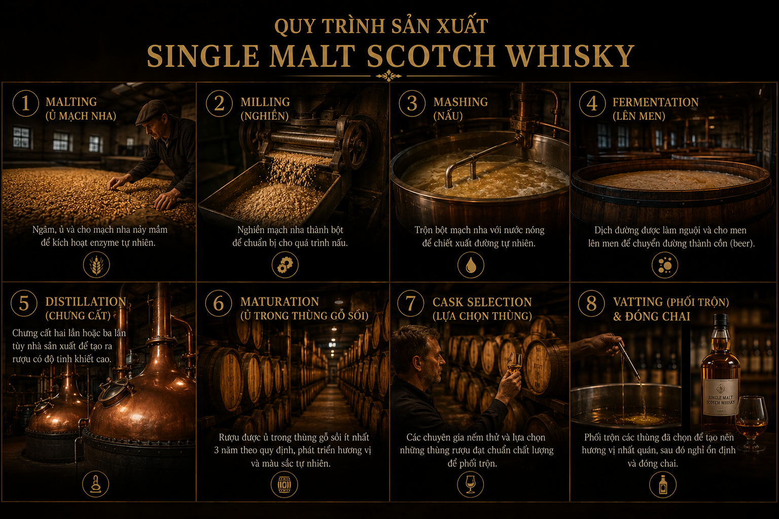 Quy trình sản xuất Single Malt Scotch Whisky