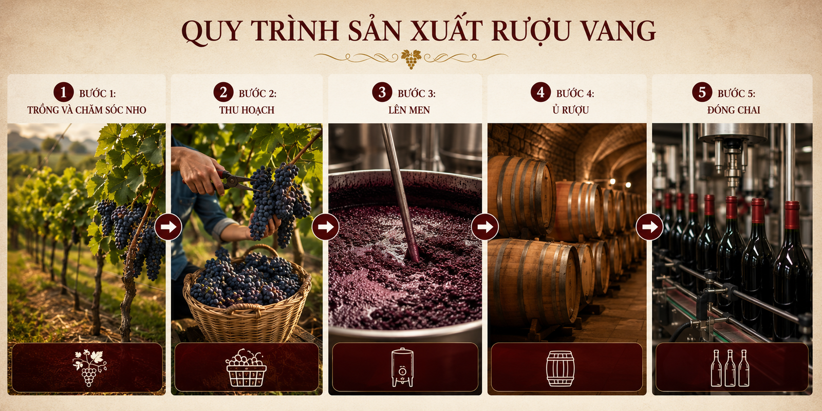 Quy trình sản xuất rượu vang