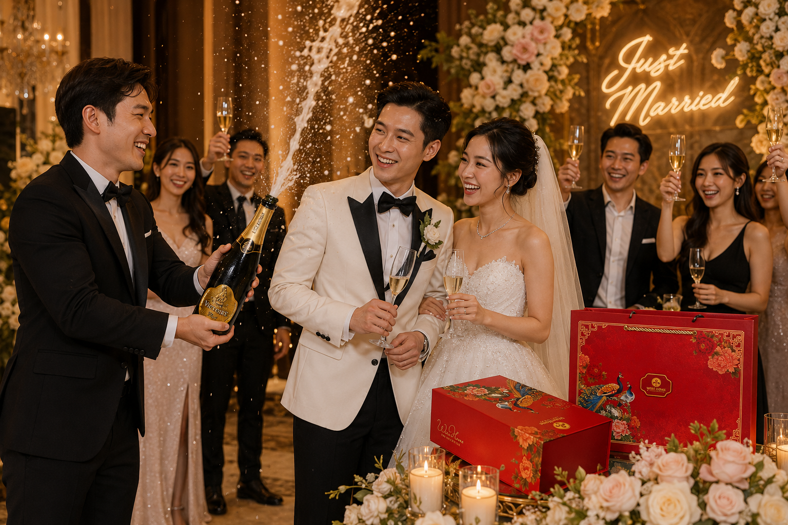 Sử dụng quà tặng rượu vang làm quà tặng cho dịp cưới