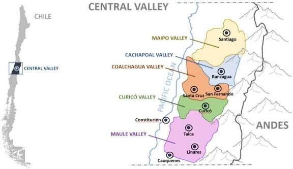 Bản đồ rượu vang Central Valley