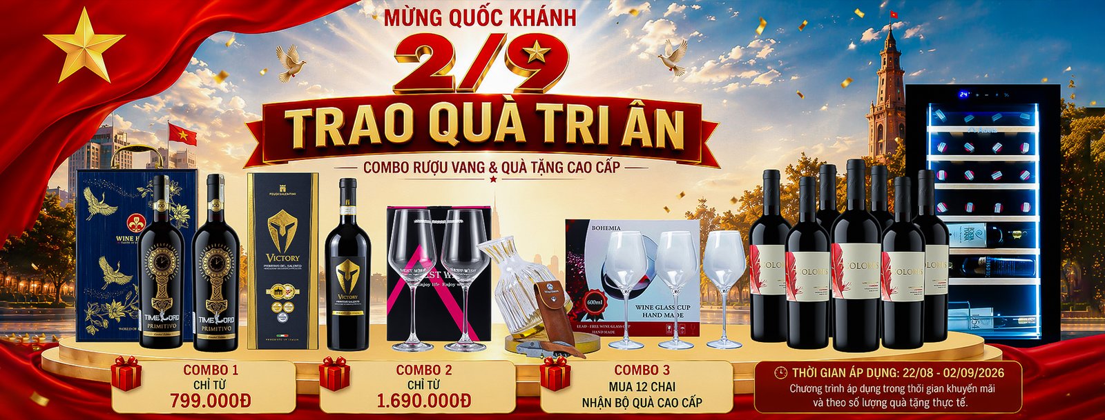 Mừng Quốc Khánh 2/9 – Ưu Đãi Combo Rượu Vang & Quà Tặng Cao Cấp, Trao Quà Tri Ân Khách Hàng | Rượu Vang Wine Home Mừng Quốc Khánh 2/9 – Ưu Đãi Combo Rượu Vang & Quà Tặng Cao Cấp, Trao Quà Tri Ân Khách Hàng
