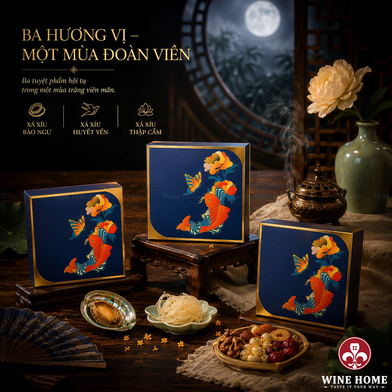 Nguyệt Môn 01 – Hộp Quà Trung Thu Cao Cấp Kèm Rượu Vang 2026 | Rượu Vang Wine Home Hộp quà tặng trung thu cao cấp 2026 - Nguyệt Môn