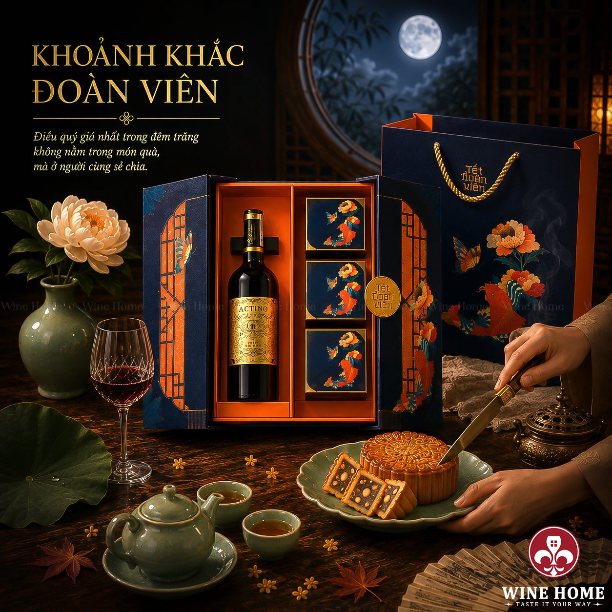 Nguyệt Môn 01 – Hộp Quà Trung Thu Cao Cấp Kèm Rượu Vang 2026 | Rượu Vang Wine Home Hộp quà tặng trung thu cao cấp 2026 - Nguyệt Môn