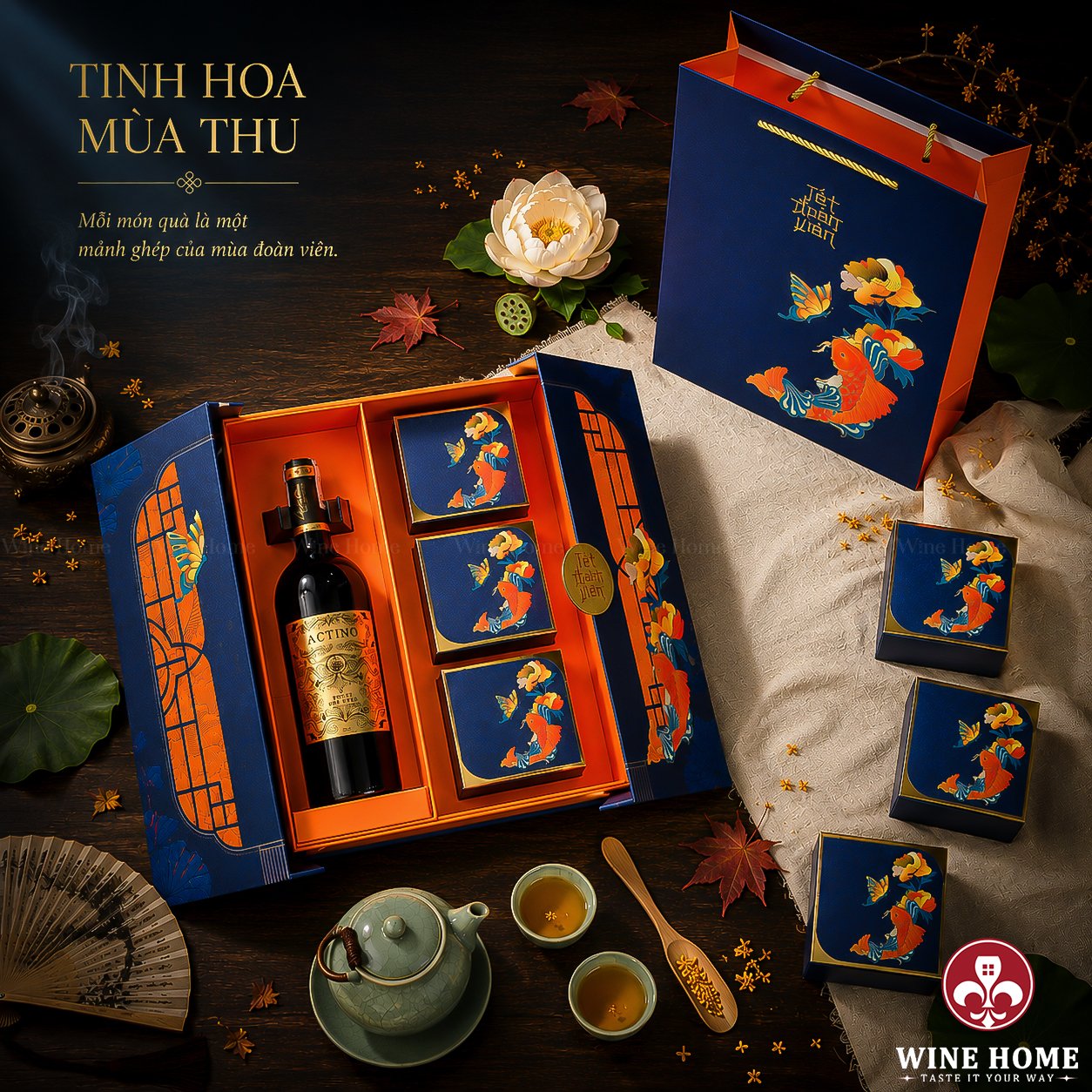 Nguyệt Môn 01 – Hộp Quà Trung Thu Cao Cấp Kèm Rượu Vang 2026 | Rượu Vang Wine Home Hộp quà tặng trung thu cao cấp 2026 - Nguyệt Môn