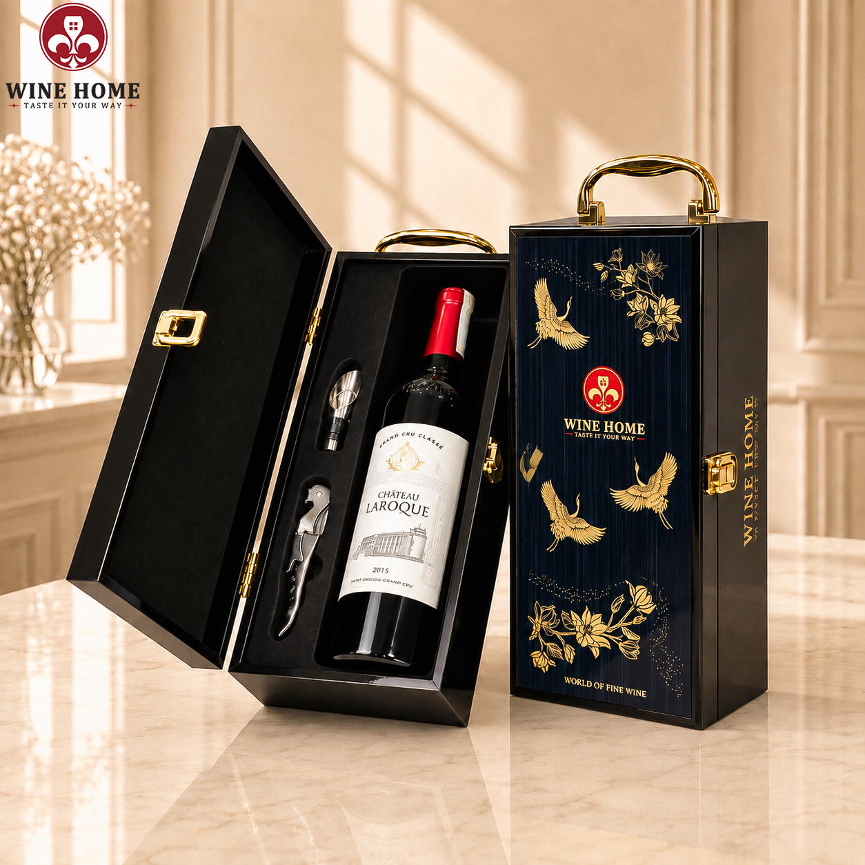 Hộp Quà Rượu Vang 1 Chai Château Laroque 2015 Grand Cru Classé | Rượu Vang Wine Home Hộp Quà Rượu Vang 1 Chai Château Laroque 2015 Grand Cru Classé
