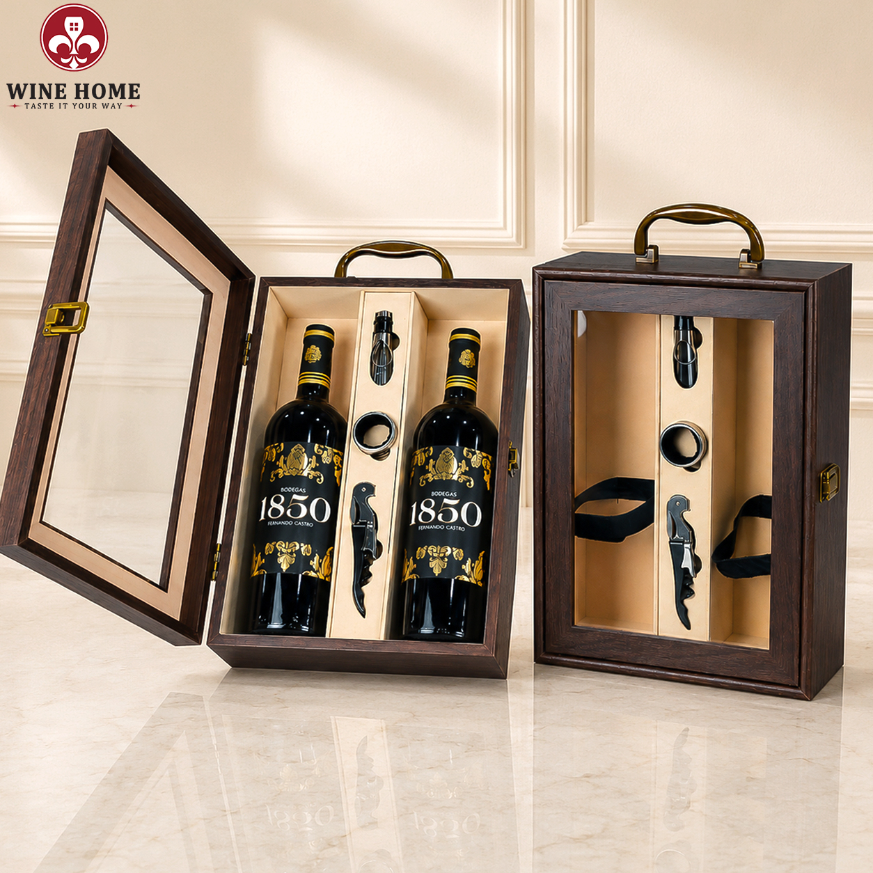Hộp Quà Rượu Vang 2 Chai Bodegas 1850 Không Cồn | Rượu Vang Wine Home Hộp Quà Rượu Vang 2 Chai Bodegas 1850 Không Cồn