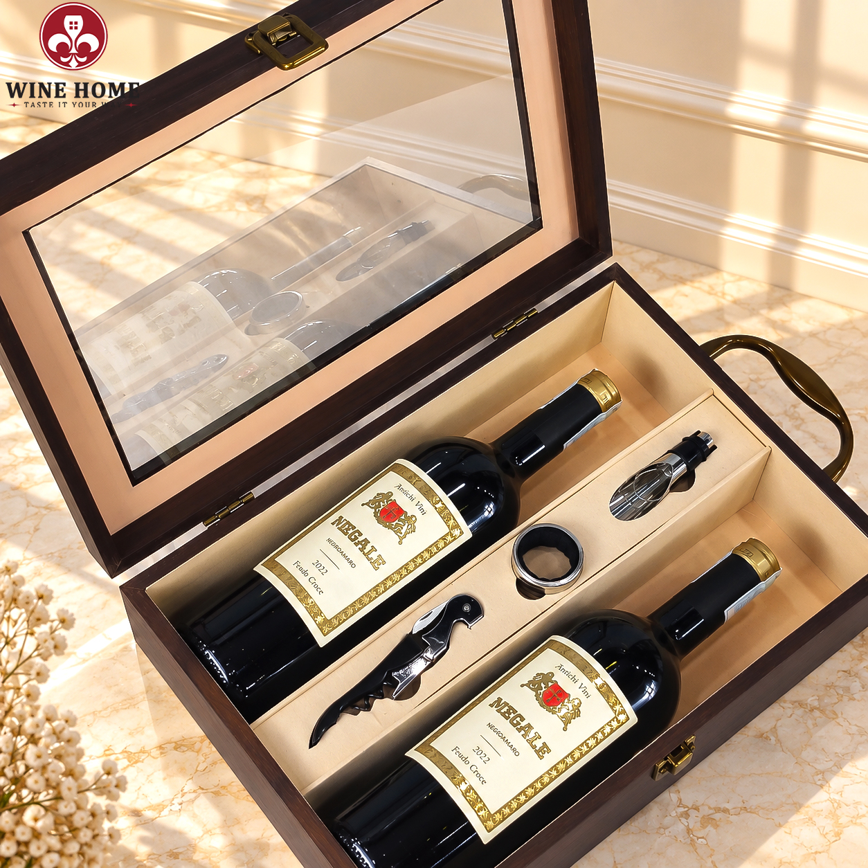 Hộp Quà Rượu Vang 2 Chai Megale Negroamaro - Cantine Tinazzi | Rượu Vang Wine Home Hộp Quà Rượu Vang 2 Chai Megale Negroamaro - Cantine Tinazzi