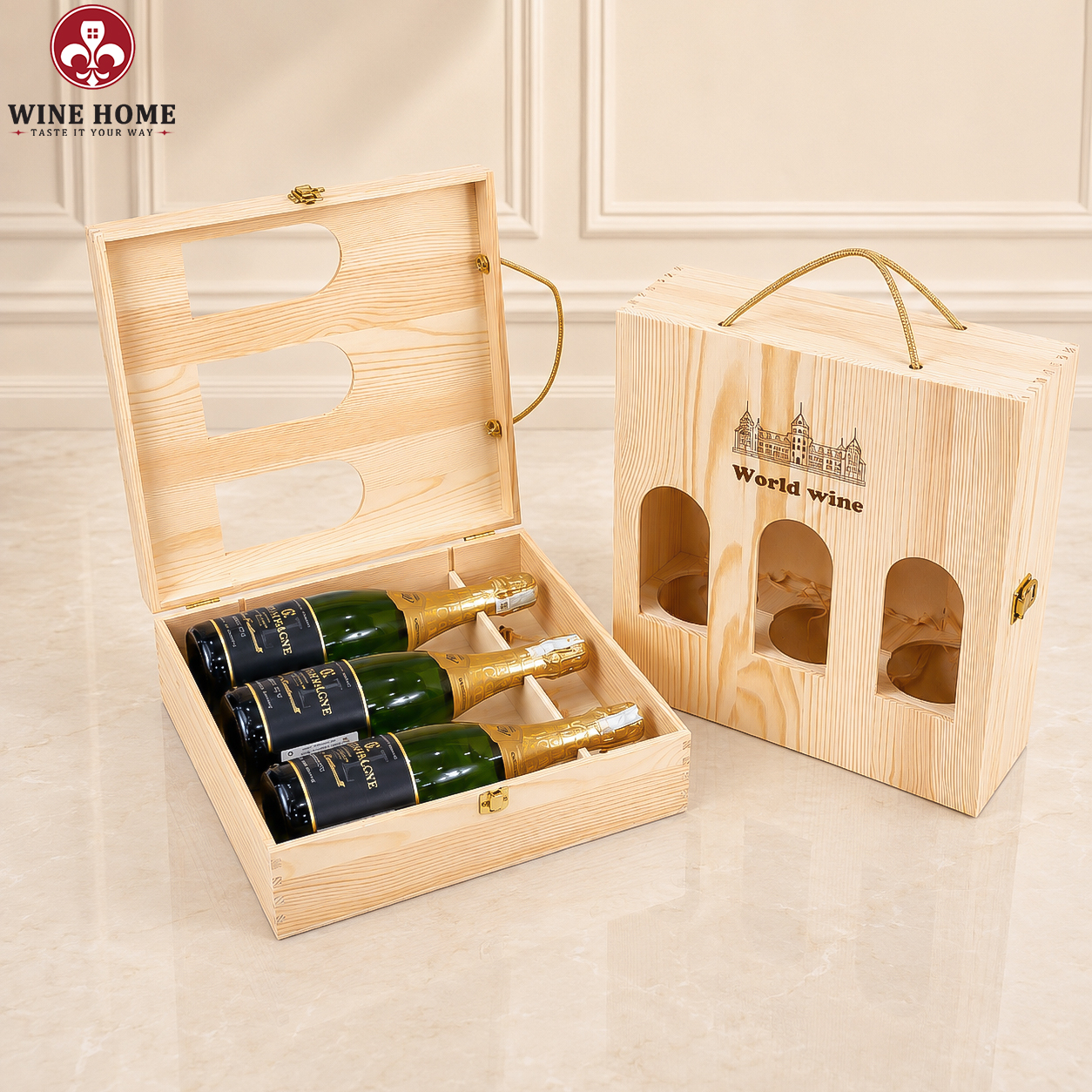Hộp Quà Rượu Vang 3 Chai Charlemagne Demi-Sec Blanc de Blancs | Rượu Vang Wine Home Hộp Quà Rượu Vang 3 Chai Charlemagne Demi-Sec Blanc de Blancs