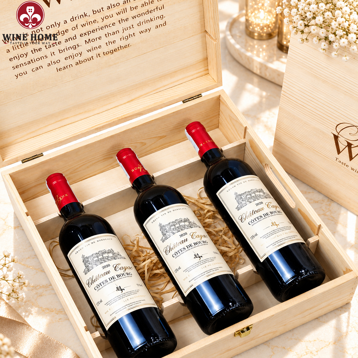 Hộp Quà Rượu Vang 3 Chai Chateau Tayac 2020 - Cotes de Bourg | Rượu Vang Wine Home Hộp Quà Rượu Vang 3 Chai Chateau Tayac 2020 - Cotes de Bourg