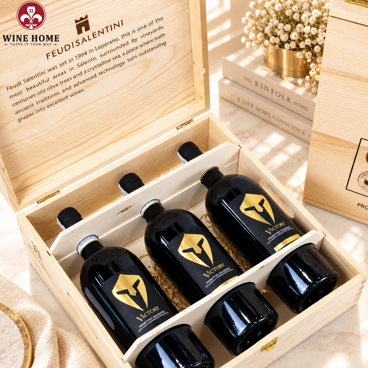 Hộp Quà Rượu Vang 3 Chai Victory Primitivo Salento - Feudi Salentini | Rượu Vang Wine Home Hộp Quà Rượu Vang 3 Chai Victory Primitivo Salento - Feudi Salentini