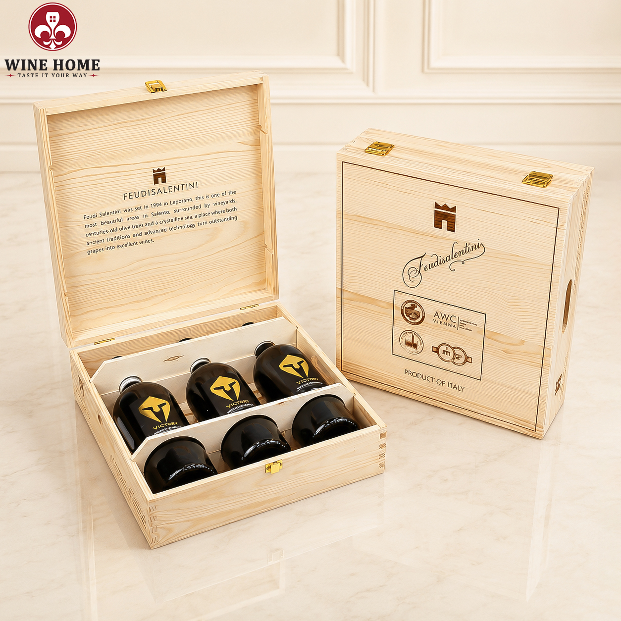 Hộp Quà Rượu Vang 3 Chai Victory Primitivo Salento - Feudi Salentini | Rượu Vang Wine Home Hộp Quà Rượu Vang 3 Chai Victory Primitivo Salento - Feudi Salentini
