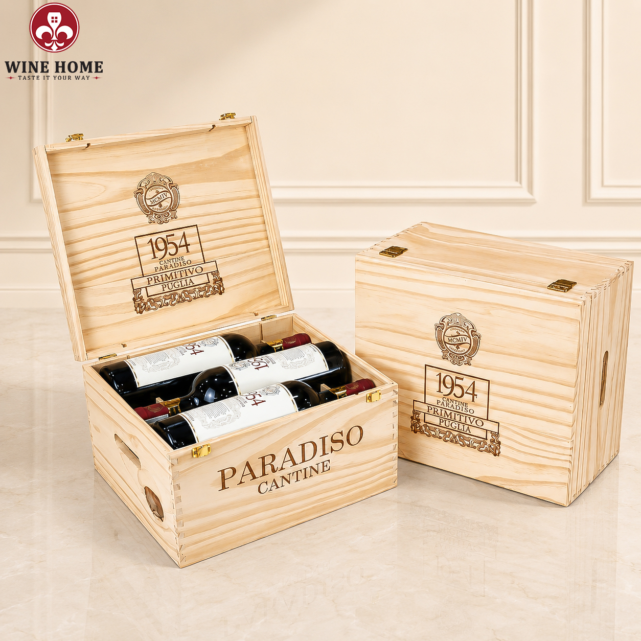 Hộp Quà Rượu Vang 6 Chai Cao Cấp Biếu Tặng | Wine Home