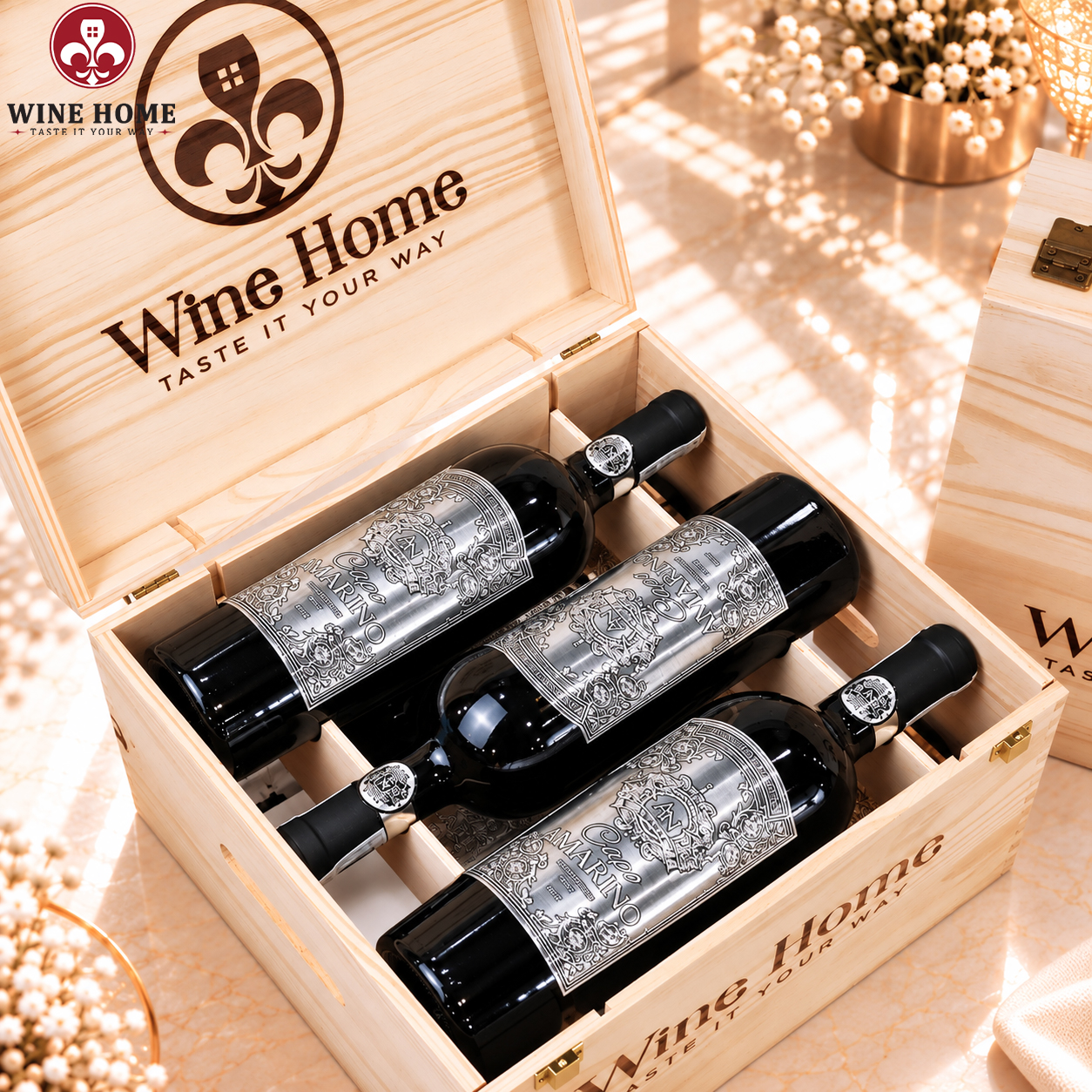 Hộp Quà Rượu Vang 6 Chai Capo Amarino Primitivo - Cantine Sgarzi Luigi | Rượu Vang Wine Home Hộp Quà Rượu Vang 6 Chai Capo Amarino Primitivo - Cantine Sgarzi Luigi