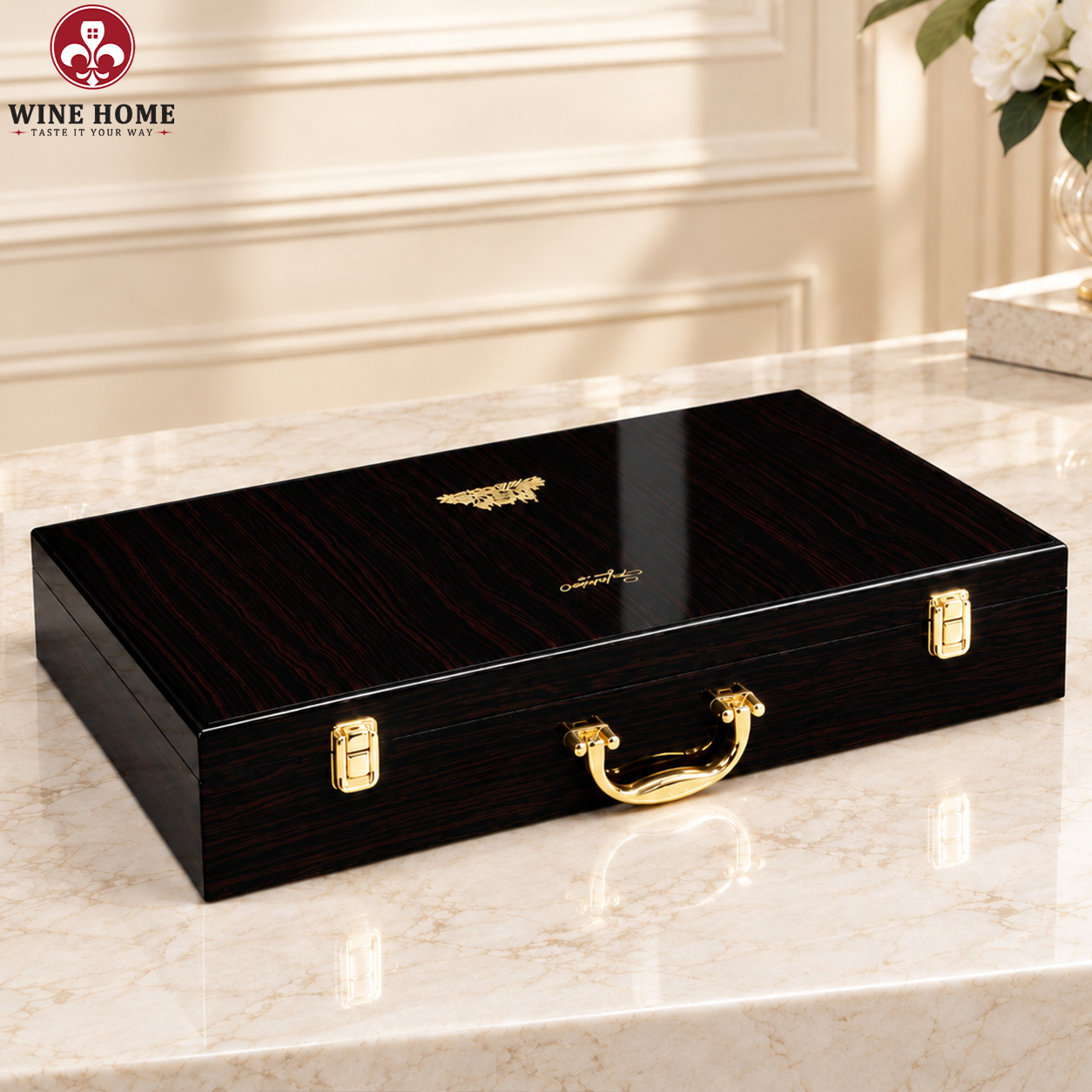 Hộp gỗ sơn mài 6 chai – sang trọng và mạnh về hình thức