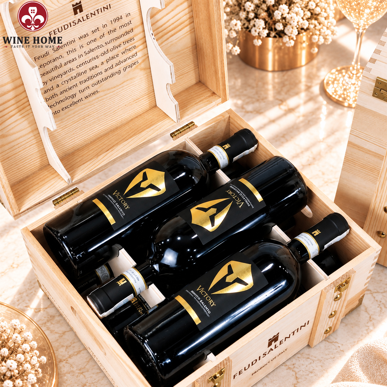 Hộp Quà Rượu Vang 6 Chai Victory Primitivo Salento - Feudi Salentini | Rượu Vang Wine Home Hộp Quà Rượu Vang 6 Chai Victory Primitivo Salento - Feudi Salentini