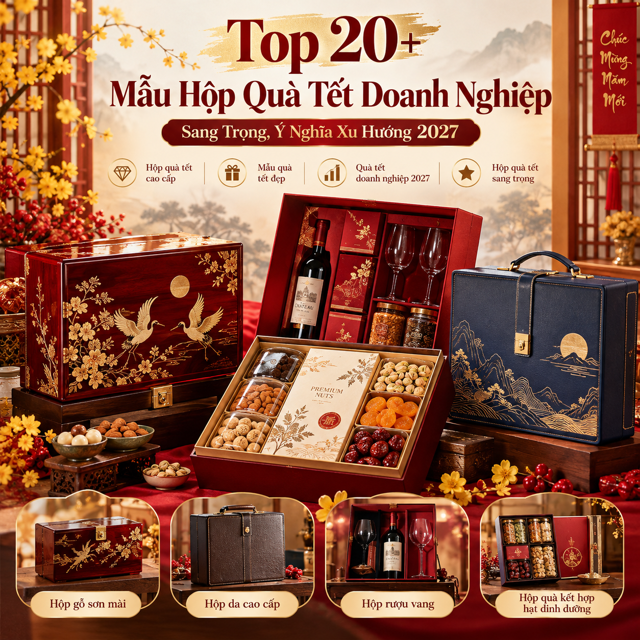 Top 20+ Mẫu Hộp Quà Tết Doanh Nghiệp Sang Trọng, Ý Nghĩa Xu Hướng 2027 | Rượu Vang Wine Home Top 20+ Mẫu Hộp Quà Tết Doanh Nghiệp Sang Trọng, Ý Nghĩa Xu Hướng 2027