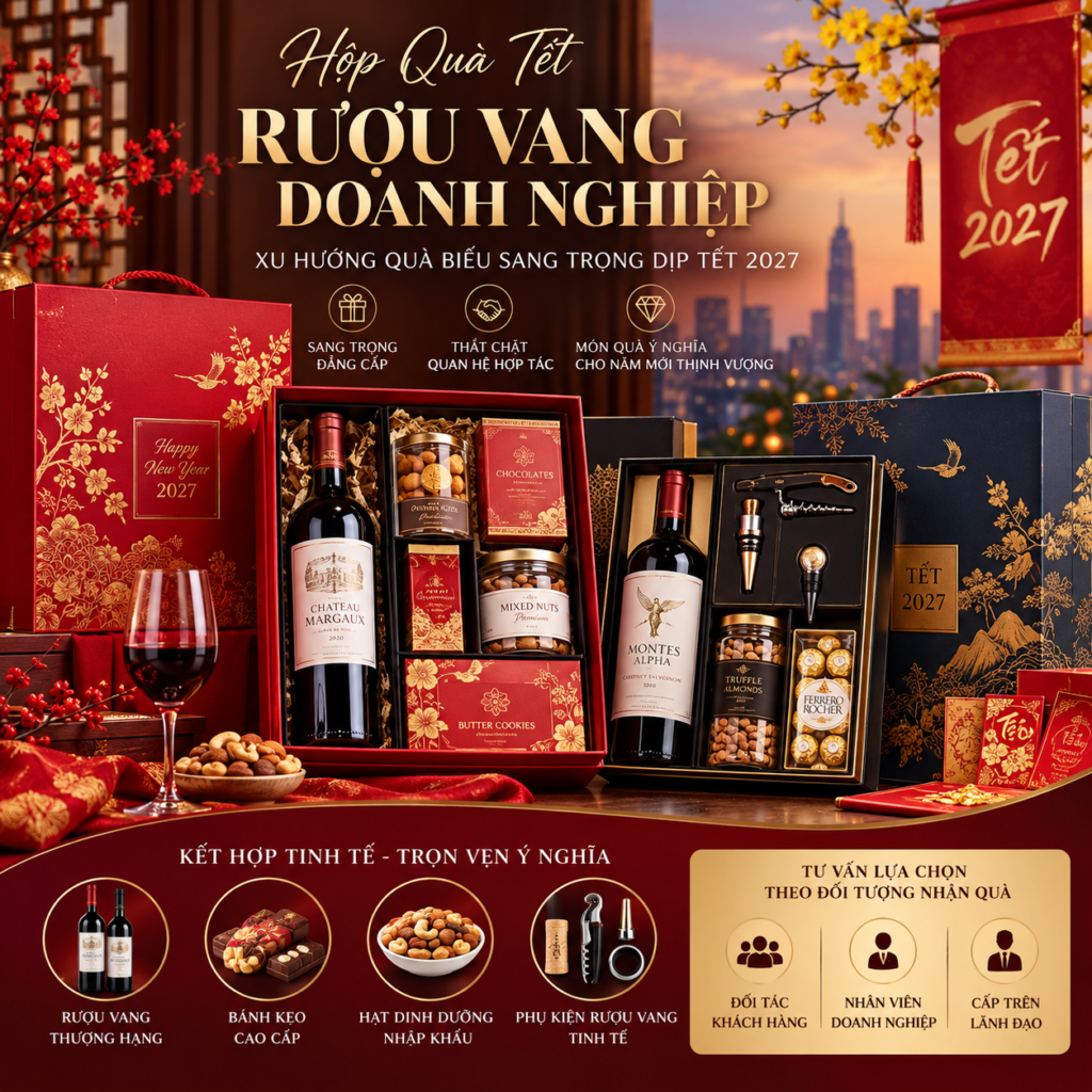Hộp Quà Tết Rượu Vang Doanh Nghiệp – Xu Hướng Quà Biếu Sang Trọng Dịp Tết 2027 | Rượu Vang Wine Home Hộp Quà Tết Rượu Vang Doanh Nghiệp – Xu Hướng Quà Biếu Sang Trọng Dịp Tết 2027