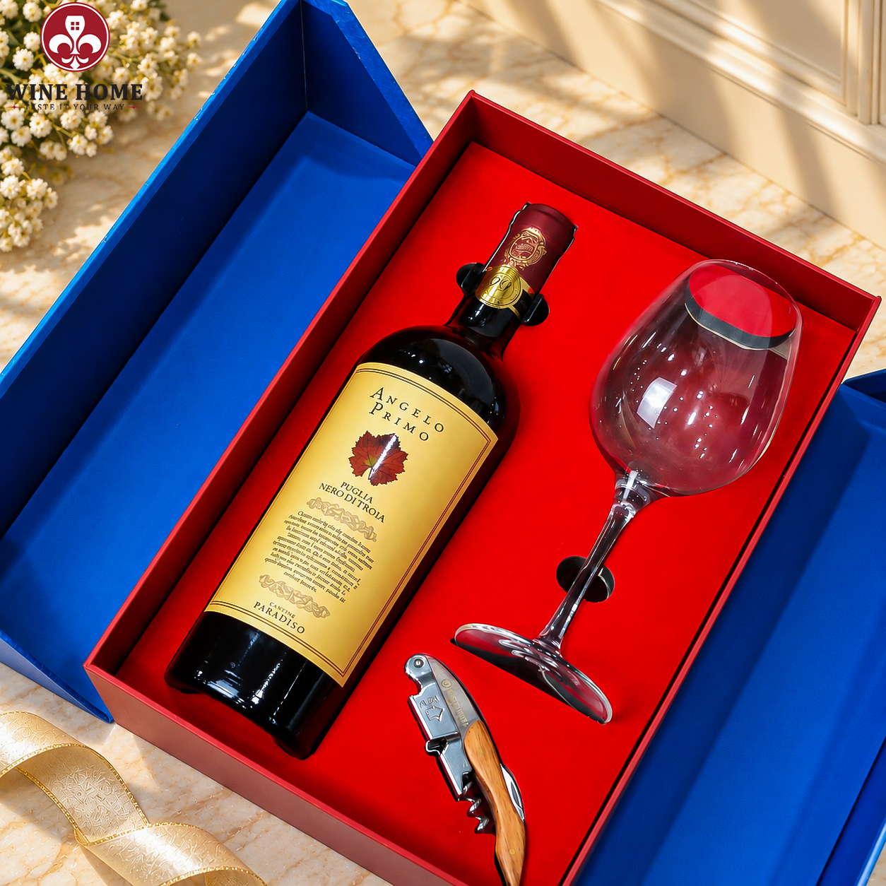 Hộp Quà Tết Rượu Vang Sắc Xuân Angelo Primo Nero di Troia | Rượu Vang Wine Home Hộp Quà Tết Rượu Vang Sắc Xuân Angelo Primo