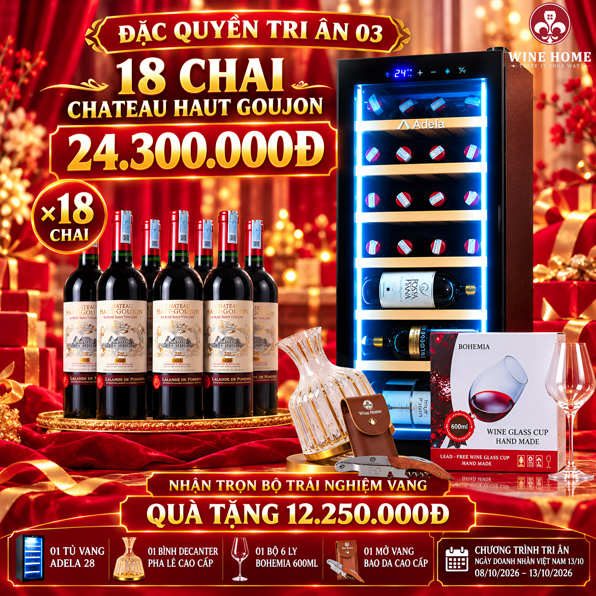 Chương Trình Tri Ân Ngày Doanh Nhân Việt Nam 13/10 | Wine Home | Rượu Vang Wine Home Đặc Quyền Tri Ân 03 – Trọn bộ trải nghiệm dành cho khách hàng VIP